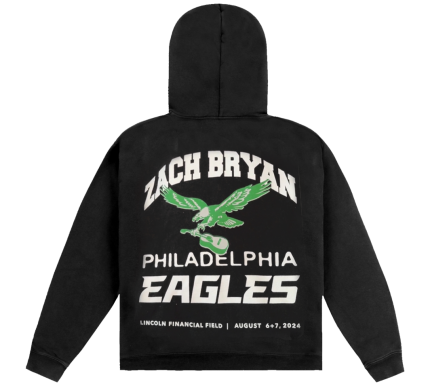 Zach Bryan 2024 The Quittin Time Tour Black Eagle Hoodie
