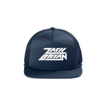 "Zach Bryan Logo Navy Hat featuring embroidered logo on front, adjustable cotton unisex cap for fans and casual wear"